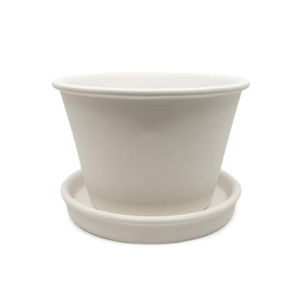 Rolled Edge Flower Pot with Saucer