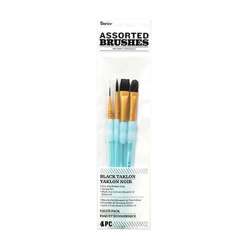Brush Set Black Taklon 4 pc