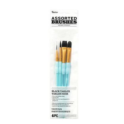 Brush Set Black Taklon 4 pc