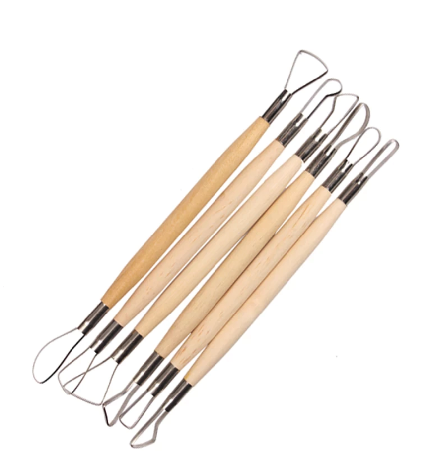 6PC Wood Handle Clay Carving Tools